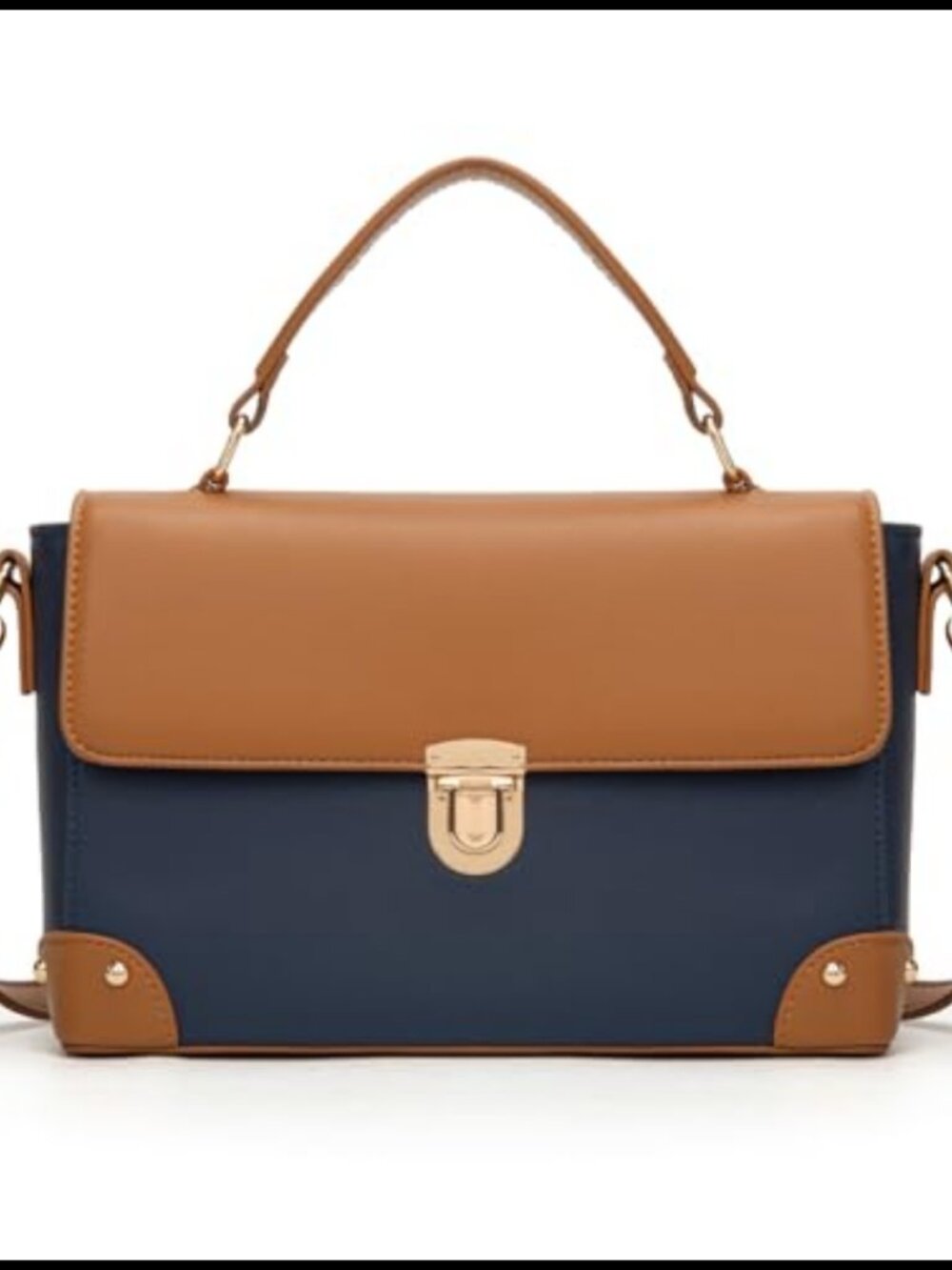 Vegan Leather Satchel Handbag with Adjustable Crossbody Strap
